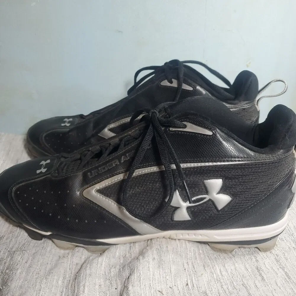 Under Armour 13 Baseball Cleats Mens Black Silver 1097009-001 Athletic Shoes SEO